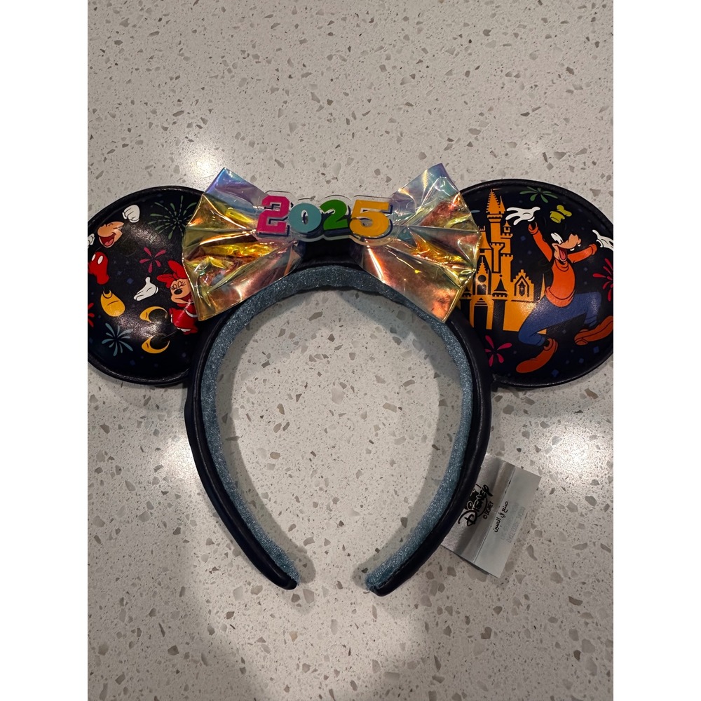 Disney Parks 2025 Minnie Mouse Ear Headband Walt Disney World Iridescent Bow